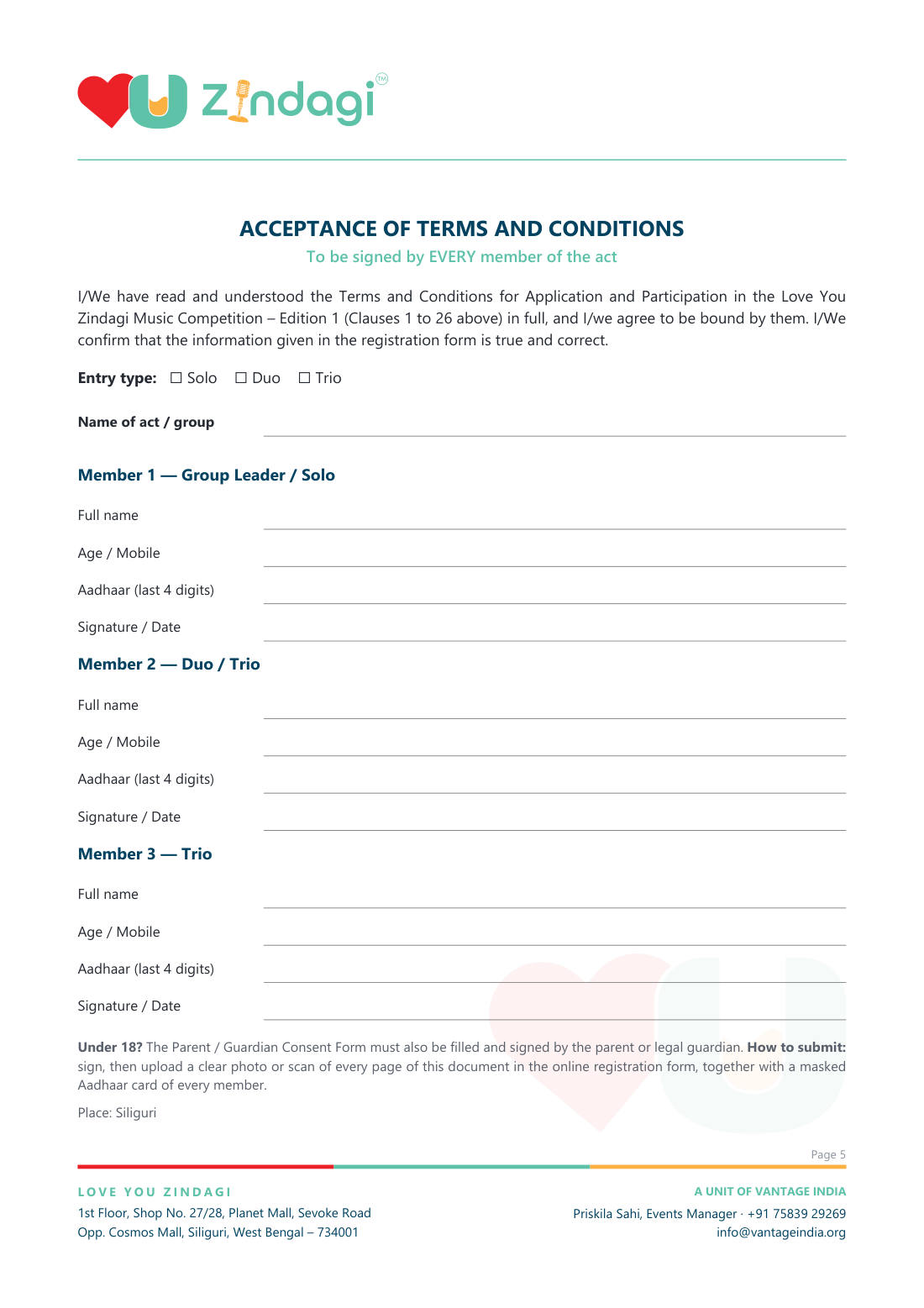 Terms & Conditions page 5